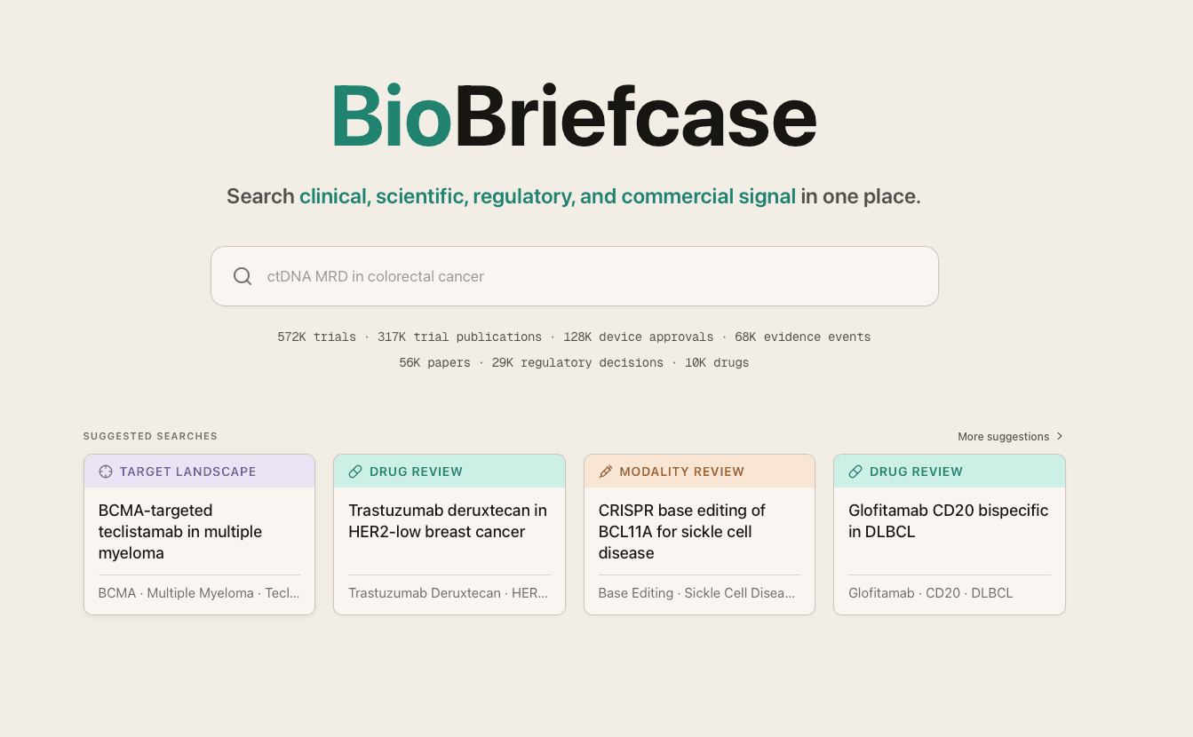 BioBriefcase workspace — entry view